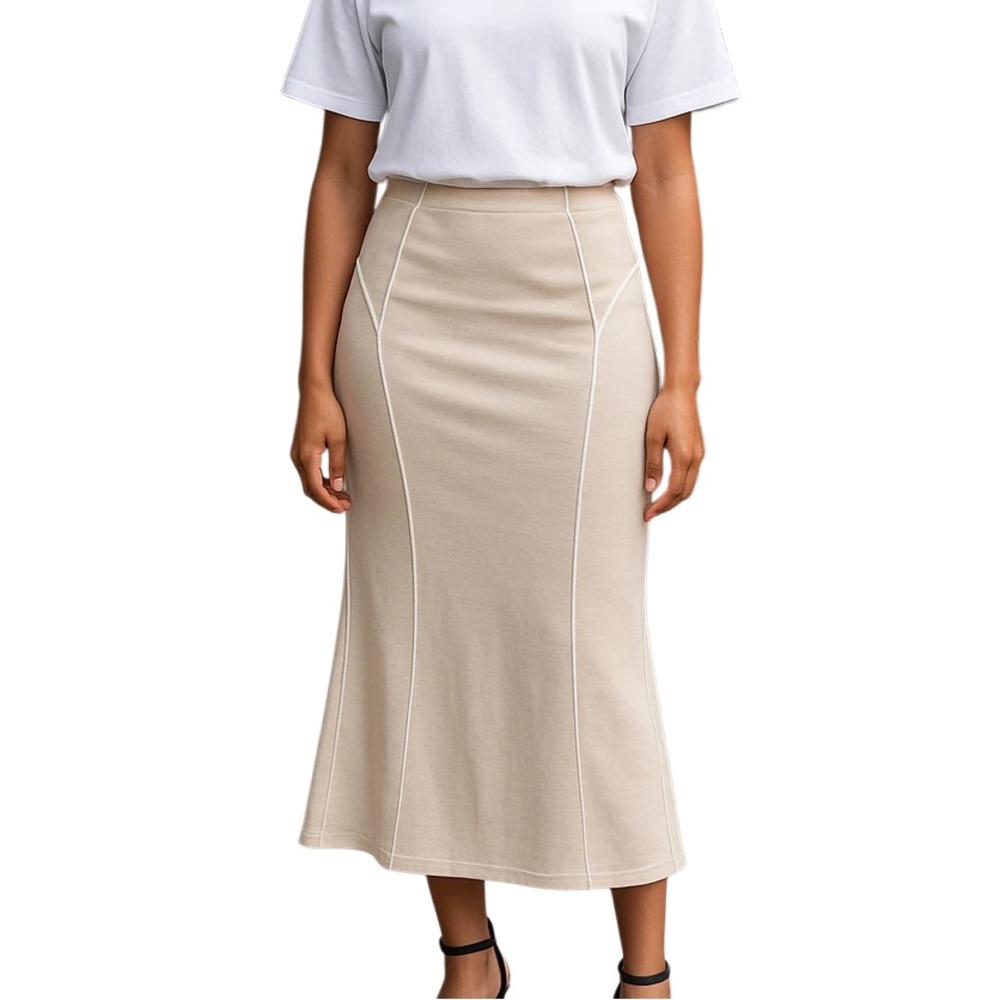 NWOT Topshop Cream Midi Skirt | Women’s Size 6 | Lightweight & Stretchy